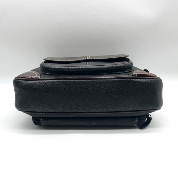 Brighton Black & Brown Croc Embossed Leather Organizer Shoulder Bag - Picture 5 of 12